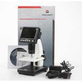 Toolcraft DigiMicro Lab 5.0 USB LCD Mikroskop Monitor max. Vergrößerung 500 Zoom 4fach schwarz weiß (234931)