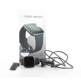 FitBit Versa 2 Smartwatch Fitness-Uhr Sportuhr Uni Carbonarmband Always-on-AmoLED-Display schwarz (236887)