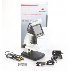 Toolcraft DigiMicro Lab 5.0 USB LCD Mikroskop Monitor max. Vergrößerung 500 Zoom 4fach schwarz weiß (242224)