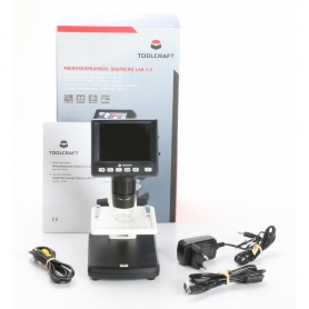 Toolcraft DigiMicro Lab 5.0 USB LCD Mikroskop Monitor max. Vergrößerung 500 Zoom 4fach schwarz weiß (242225)