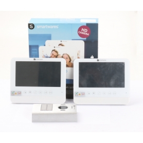 Smartwares DIC-22222 Video-Türsprechanlage 2-Draht Komplett-Set 2 Familienhaus silber weiß (247746)