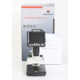 Toolcraft DigiMicro Lab 5.0 USB LCD Mikroskop Monitor max. Vergrößerung 500 Zoom 4fach schwarz weiß (247819)