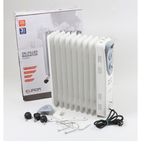 Eurom RAD 2000 Ölradiator Heizung Heizkörper 2000 Watt Thermostat Umkippschutz Überhitzungsschutz weiß (253224)