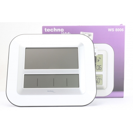 TechnoLine WS 8006 Wanduhr Funkuhr Digitaluhr Luftfeuchte Innentemperatur weiß (253299)