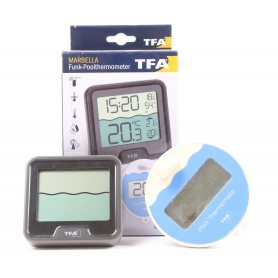 TFA Dostmann Marbella digitales Funk-Poolthermometer Hygrometer Thermometer 0 bis +50 °C schwarz (256356)