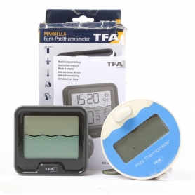 TFA Dostmann Marbella digitales Funk-Poolthermometer Hygrometer Thermometer 0 bis +50 °C schwarz (256411)