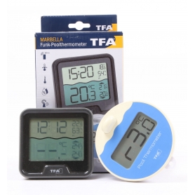 TFA Dostmann Marbella digitales Funk-Poolthermometer Hygrometer Thermometer 0 bis +50 °C schwarz (256412)