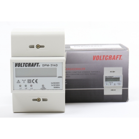 Voltcraft DPM-314D digitaler Drehstromzähler Stromzähler LC-Display 3x230/400V 0,04-100A IP54 weiß (258945)