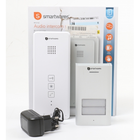 Smartwares DIC-21122 Türsprechanlage Gegensprechanlage 2-Draht Komplett-Set 2 Familienhaus silber weiß (259594)