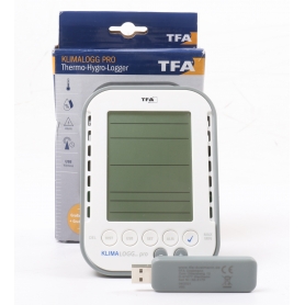 TFA Dostmann KlimaLogg Profi-Thermo-Hygrometer Digital-Wetterstation Luftfeuchtemessgerät Datenlogger Funk USB weiß (259846)