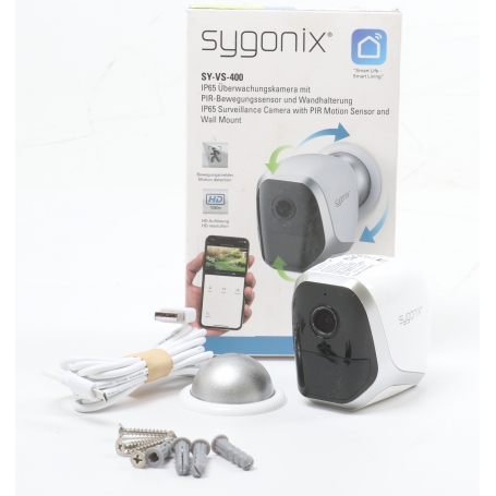 Sygonix SY-4452324 Kompaktkamera Überwachungskamera 1920x1080 Pixel 2,8mm Objektiv WLAN IP FHD weiß (260340)