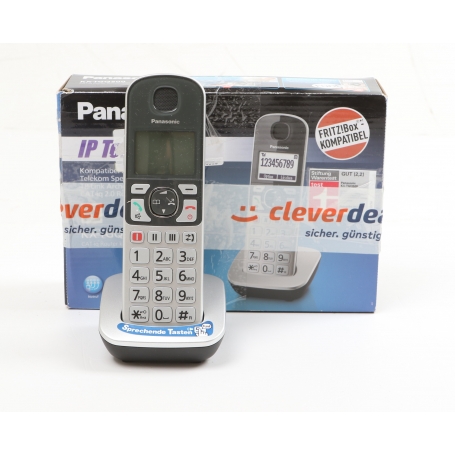 Panasonic KX-TGQ500GS IP Mobilteil Telefon Digitaltelefon VoIP beleuchtetes Display Freisprechen silber schwarz (261626)