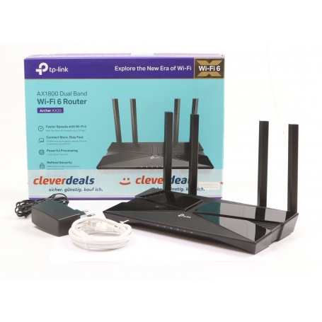 TP-LINK Archer AX20 WLAN Router Netzwerk-Router 2,4GHz 5GHz 4 Antennen schwarz (262102)