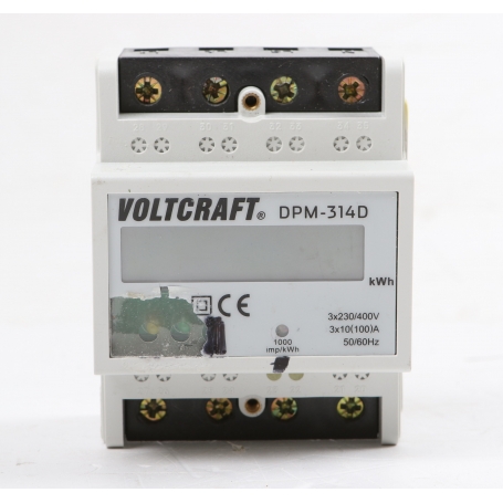 Voltcraft DPM-314D digitaler Drehstromzähler Stromzähler LC-Display 3x230/400V 0,04-100A IP54 weiß (264528)