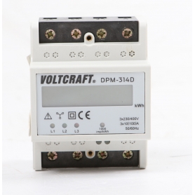 Voltcraft DPM-314D digitaler Drehstromzähler Stromzähler LC-Display 3x230/400V 0,04-100A IP54 weiß (264531)