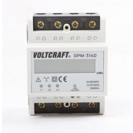 Voltcraft DPM-314D digitaler Drehstromzähler Stromzähler LC-Display 3x230/400V 0,04-100A IP54 weiß (264532)