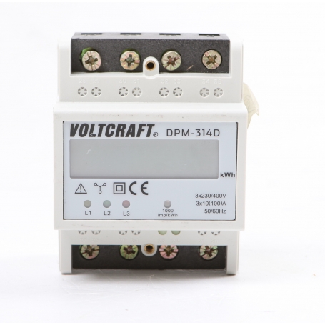 Voltcraft DPM-314D digitaler Drehstromzähler Stromzähler LC-Display 3x230/400V 0,04-100A IP54 weiß (264533)