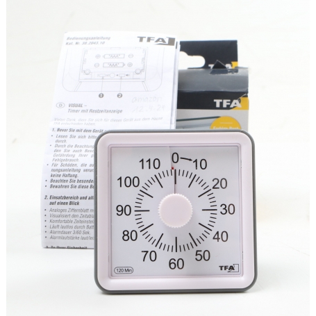 TFA Dostmann 38.2043.10 Timer VISUAL Timer Eieruhr Kochuhr Küchen-Timer analog weiß (264621)