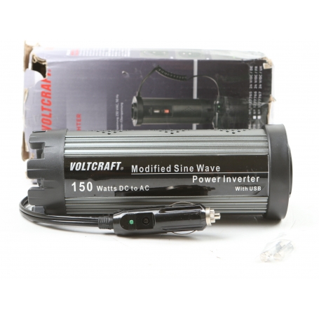 Voltcraft MSW 150-24-G Wandler Wechselrichter 150 Watt 24V/DC-230V/AC USB Camping Auto Boot schwarz (264654)