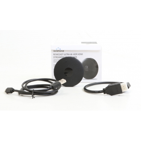Renkforce Renkcast Streaming Mediaplayer Video Player 4K HDR AirPlay DLNA Miracast Amazon Alexa Google Home schwarz (266008)