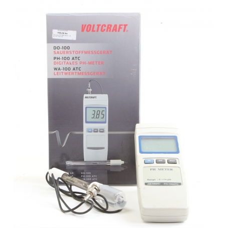 Voltcraft PH-100 ATC Digitales pH-Meter pH-Messgerät 0-14pH 9V Temperatur-Kompensation grau (266088)