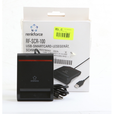 Renkforce RF-SCR-100 Chipkartenleser USB-Smartcard-Lesegerät Kartenleser Personalausweis schwarz (266061)