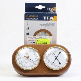 TFA 20.1051 Analoge Wetterstation Barometer Vorhersage für 12 bis 24 Stunden 0 bis +40 °C Luftdruck Eiche (267822)