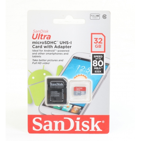 SanDisk microSDHC UHS-I mit Adapter 32GB, 80 Mb/s (269902)