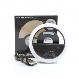Pearl Akku-Aufsteck-Ringlicht für Smartphones, 72 CCT-LEDs, 3W, Ø3,3"(8,5cm) (274228)