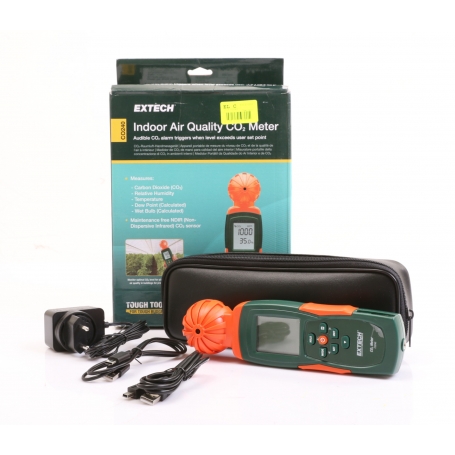 Extech CO240 Kohlendioxid-Messgerät 0-9999ppm CO2 Temperatur Luftfeuchtigkeit 75ppm grün orange (275492)