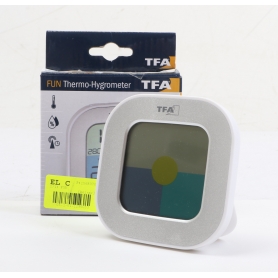 TFA Dostmann FUN Wetterstation Thermometer Hygrometer Temperatur Luftfeuchtigkeit Uhrzeit Datum digital silber (275455)