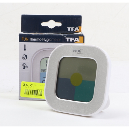 TFA Dostmann FUN Wetterstation Thermometer Hygrometer Temperatur Luftfeuchtigkeit Uhrzeit Datum digital silber (275455)