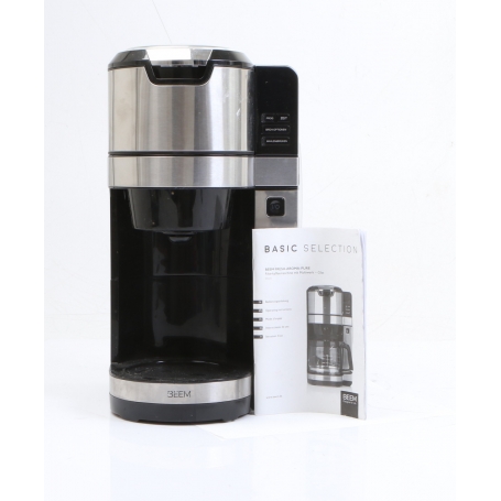 BEEM FRESH-AROMA-PURE Filterkaffeemaschine, 1100W, mit Mahlwerk, Glaskanne, edelstahl-schwarz (276432)