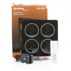TechnoLine WS 6830 Funkwetterstation Innentemperatur Wettervorhersage digital kabellos schwarz gold (276924)