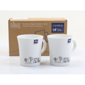 silwy Magnet Porzellantasse, 270ml, 2er Set, Camping-Design (277213)