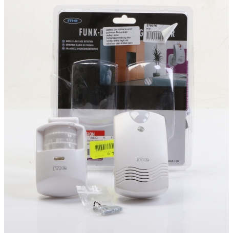 m-e modern-electronics DGF-100 Funk-Durchgangsmelder mit Bewegungsmelder weiß (278076)