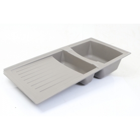 Respekta Boston Mineralite Einbauspüle Küchenspüle 1,5 Becken Abtropffläche 100x50cm betongrau (278764)