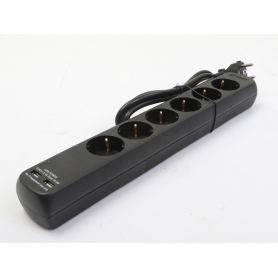 Eurolite 30240155 Steckdosenleiste Mehrfachsteckdose Stromverteiler 6-fach USB Schutzkontakt schwarz (278794)