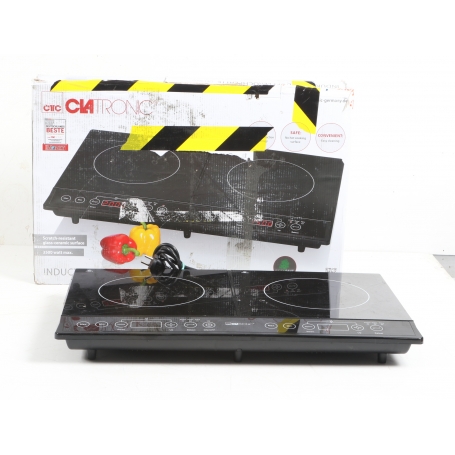 Clatronic DKI 3609 Induktions-Doppelkochplatte Elektrokochfeld 3500 Watt 60cm breit Glaskeramik schwarz (279848)