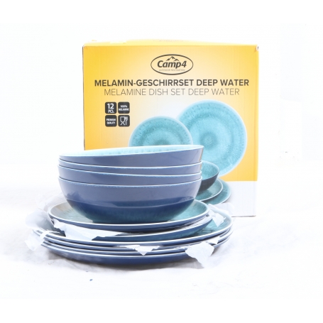 Camp4 Deep Water Melamin-Geschirrset Teller Schüssel 11tlg Camping Outdoor Wohnwagen türkis (280915)