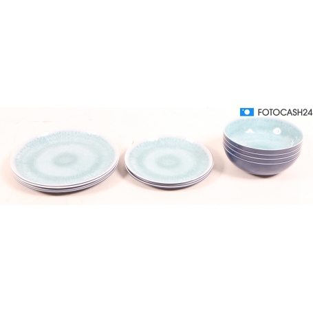 Camp4 Deep Water Melamin-Geschirrset Teller Schüssel 11tlg Camping Outdoor Wohnwagen türkis (281616)