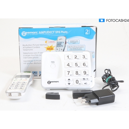Geemarc Amplidect 595 Photo schnurloses Seniorentelefon Festnetzt Haustelefon Anrufbeantworter Foto-Tasten weiß (281800)