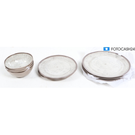 Bo-Camp Halo Melamin-Geschirr-Set Essgeschirr Teller Schale 12tlg. Camping Wohnwagen Wohnmobil (282285)