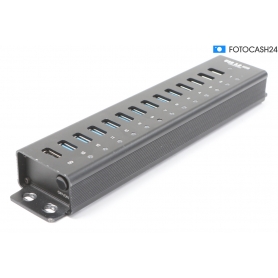 Renkforce 1299048 13+1 Port USB 3.0-Hub Wandmontage Schnellladeport Aluminiumgehäuse schwarz (283275)