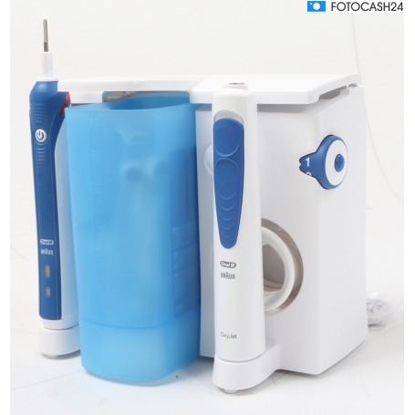 Braun Oral-B Pro 2000 + OxyJet elektrische Zahnbürste Munddusche weiß dunkelblau (283150)