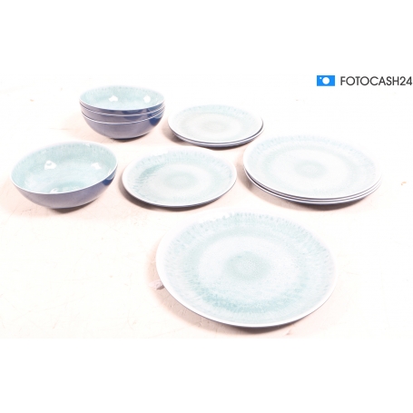 Camp4 Deep Water Melamin-Geschirrset Teller Schüssel 11tlg Camping Outdoor Wohnwagen türkis (283820)