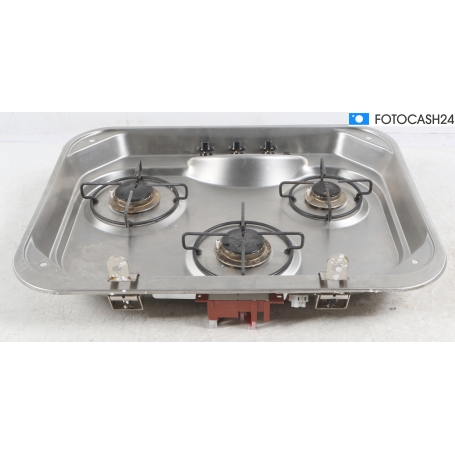 Carbest Gaskochfeld Campingkocher Gaskocher Glasabdeckung 3-flammig Edelstahl (283035)