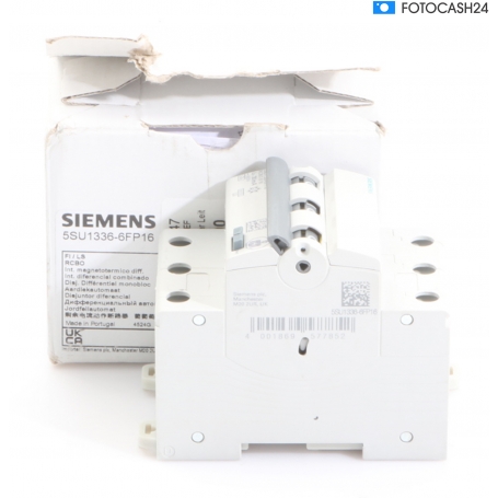 Siemens 5SU13366FP16 FI-Schutzschalter Leitungsschutzschalter Sicherungsgröße 3 3-polig 16A 0,03A (286732)
