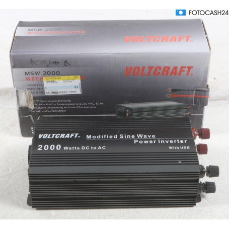 Voltcraft MSW 2000-24-G Wechselrichter Sinuswandler Schraubklemme Schutzkontakt-Steckdose silber (287491)