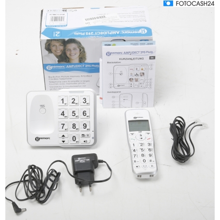 Geemarc AMPLIDECT 295 PHOTO Schnurloses Seniorentelefon Anrufbeantworter, Foto-Tasten Beleuchtetes Display Weiß (287583)